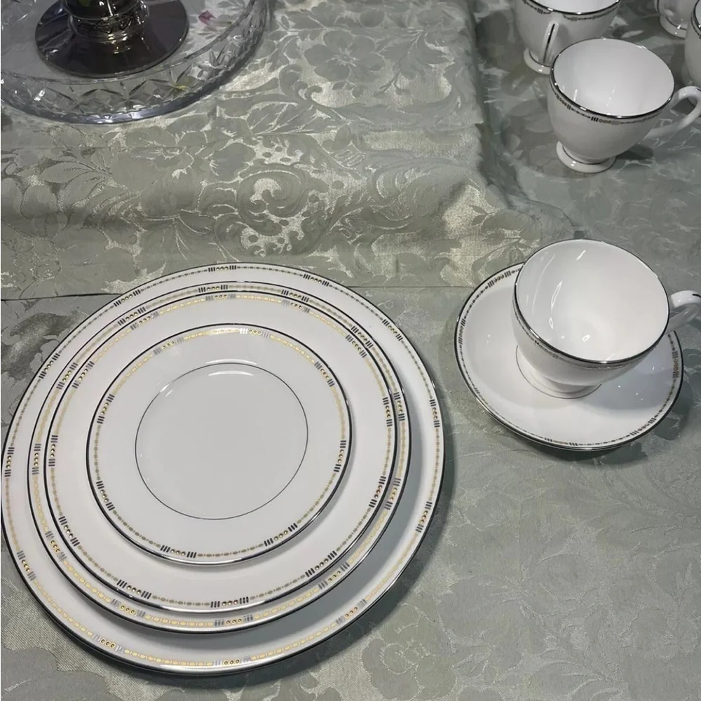 Rare Waterford‎ Crystal Basque China 6 Piece Place Setting Discontinued Vintage